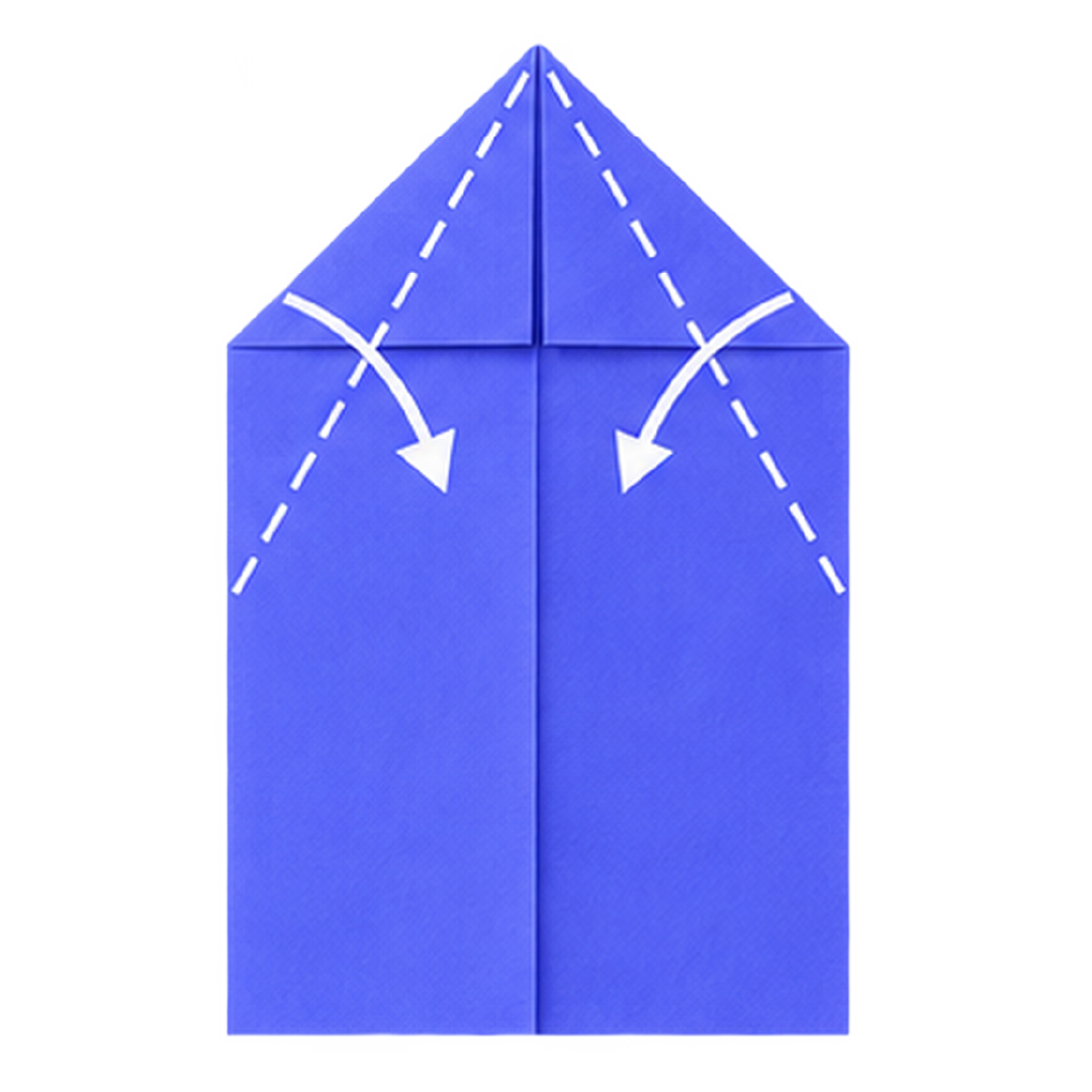 Paper plane folding step 4