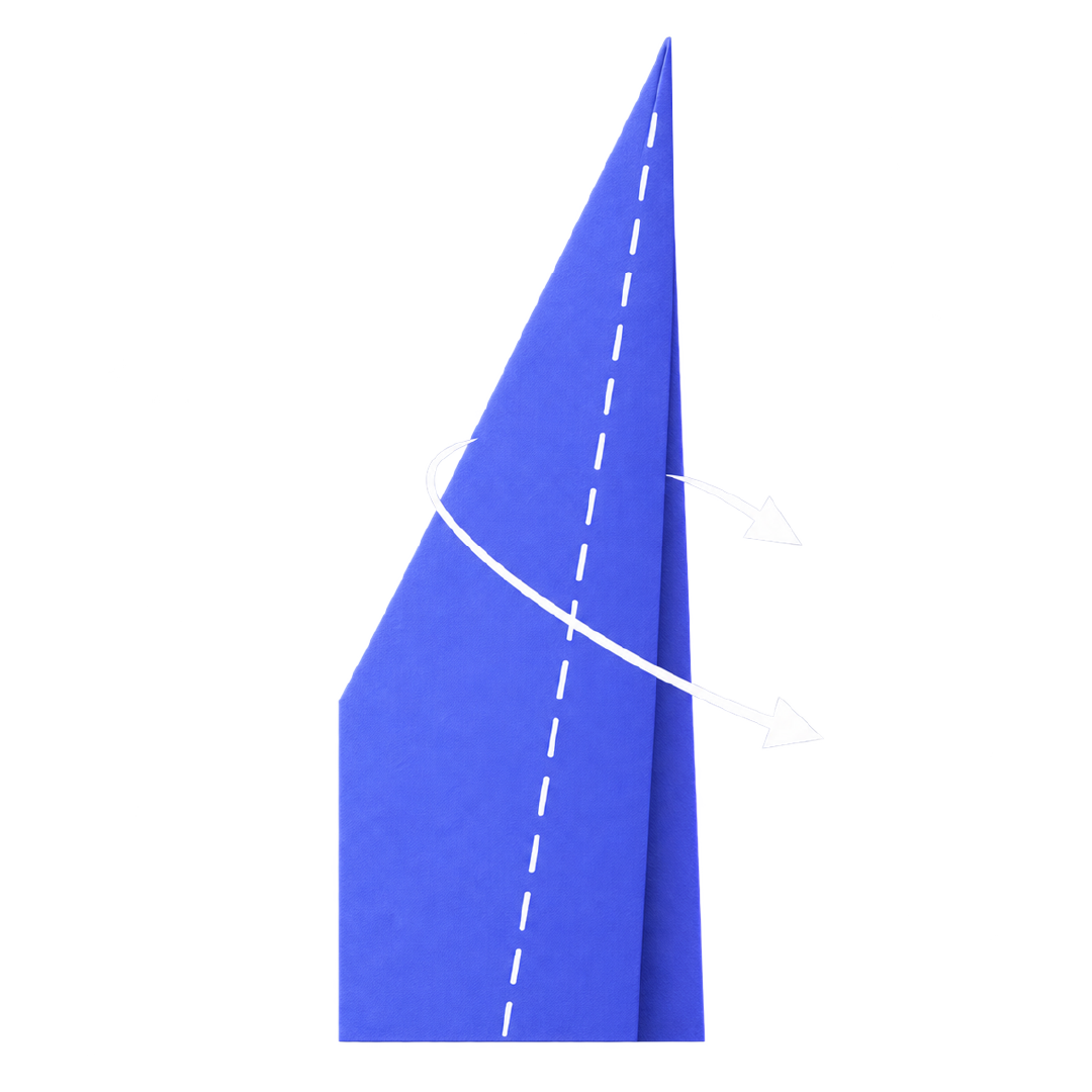 Paper plane folding step 6